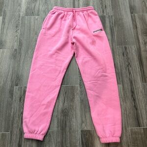 White Fox Boutique Pink Track Pants with Elastic Cuffs
